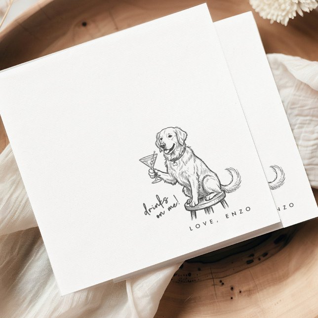 Guardanapo De Papel Drinks On Me Cute Fun Dog Cocktail Napkins (Criador carregado)