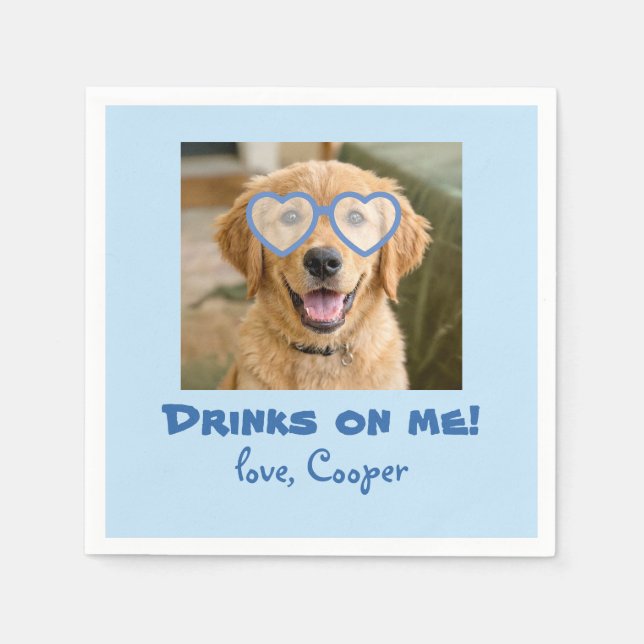 Guardanapo De Papel Drinks on Me Cute Fun Photo Modern Dog Wedding (Frente)