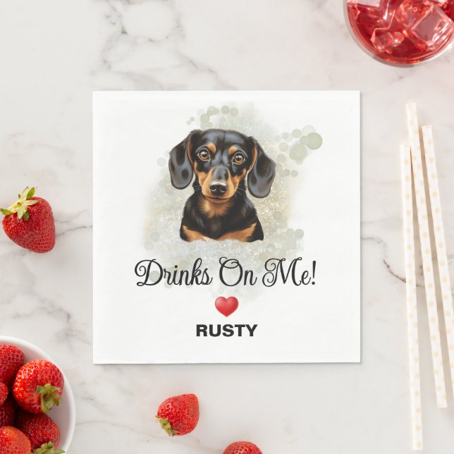 Guardanapo De Papel Drinks on Me Dachshund Wedding (Insitu)
