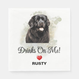 Guardanapo De Papel Drinks on Me Newfoundland Dog Photo