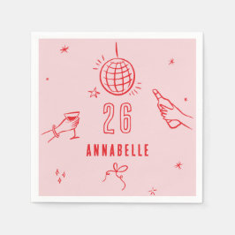 Guardanapo De Papel drinques de aniversário cor-de-rosa, cor-de-rosa,