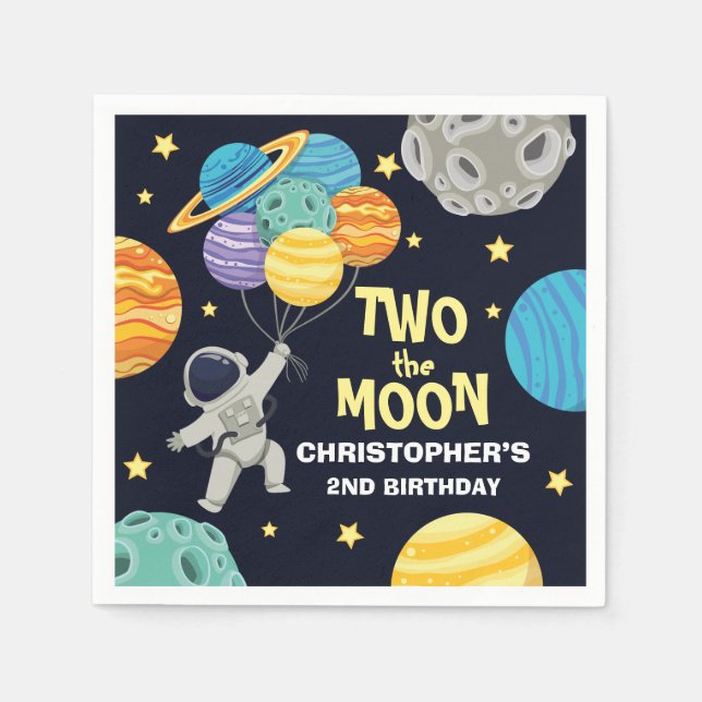 Guardanapo De Papel Duas da lua Festa do segundo aniversário Azul do E (Frente)