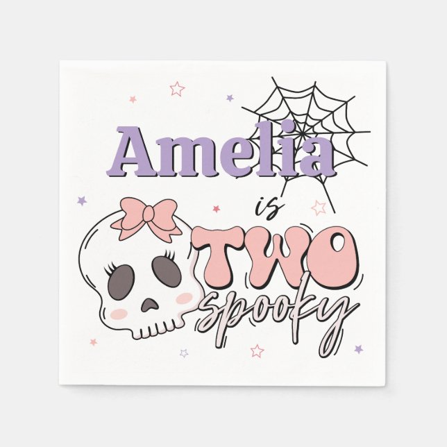 Guardanapo De Papel Duas Festas de aniversário de Dia das Bruxas, Rosa (Frente)