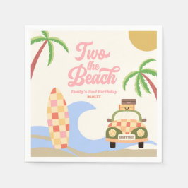 Guardanapo De Papel Duas Festas De segundo aniversário Rosa Do Surf Da