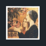 Guardanapo De Papel Duas garotas com um Oleander de Gustav Klimt<br><div class="desc">"Duas Meninas com Oleander" é uma pintura de Gustav Klimt criada em 1892. A trabalho de arte apresenta duas jovens do lado a lado, com uma segurando uma flor de oleandro. O estilo de assinatura do Klimt é evidente através do seu uso de padrões ousados e delicados detalhes. As meninas...</div>