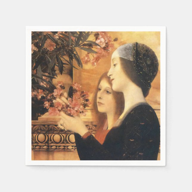 Guardanapo De Papel Duas garotas com um Oleander de Gustav Klimt (Frente)