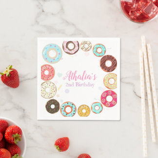 Guardanapo De Papel Duas Rosquinhas de segundo aniversário bonitas