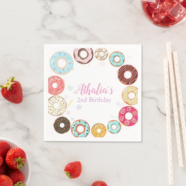Guardanapo De Papel Duas Rosquinhas de segundo aniversário bonitas (Insitu)