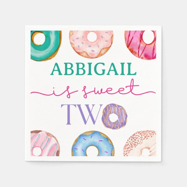 Guardanapo De Papel Duas Rosquinhas Doce Garota de Aquarela no Segundo (Frente)