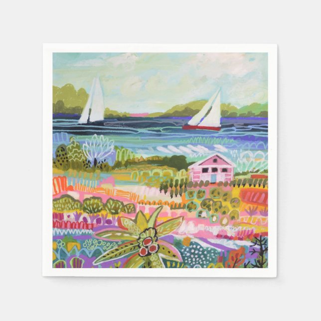 Guardanapo De Papel Duas veleiras e algodão (Frente)