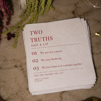 Guardanapo De Papel Duas Verdades e uma Mentira Curiosidade Casamento 