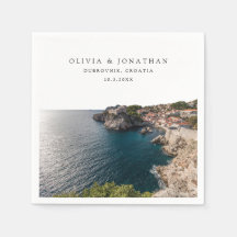 Dubrovnik Casamento Personalizado Cocktail Napkin