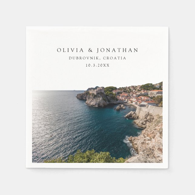 Guardanapo De Papel Dubrovnik Casamento Personalizado Cocktail Napkin (Frente)