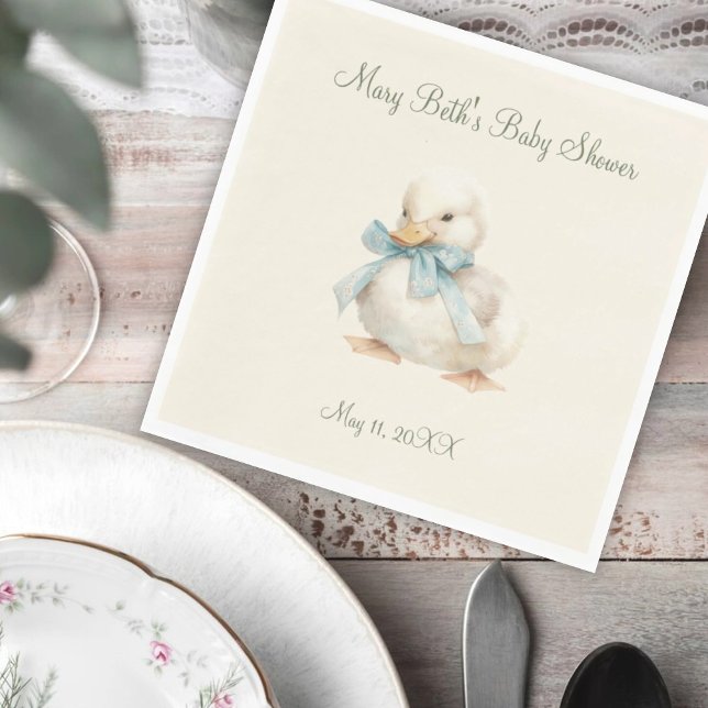 Guardanapo De Papel Duckling with Ribbon Baby Shower Paper Napkin (Criador carregado)