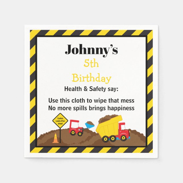 Guardanapo De Papel Dump Truck and Digger (Frente)