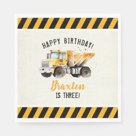 Guardanapo De Papel Dump Truck Construction Zone Birthday Paper Napkin