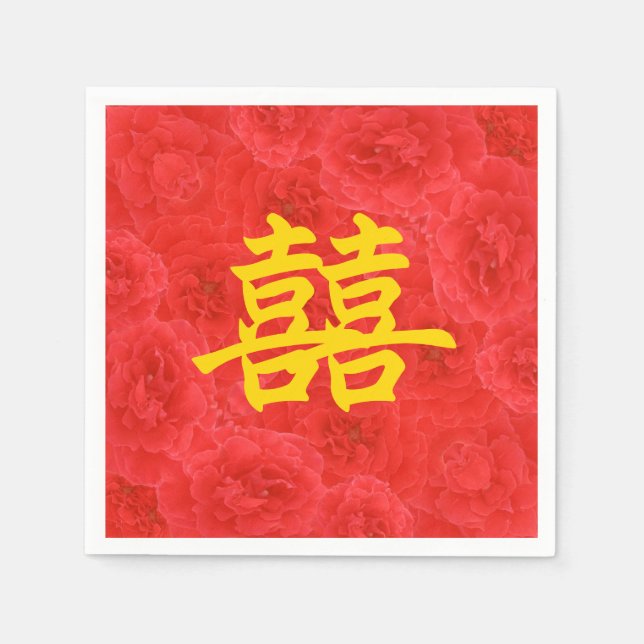 Guardanapo De Papel Dupla felicidade Amplos Rosas vermelhas (Frente)