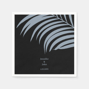 Guardanapo De Papel Dusty Blue Black Palm Deixa Casamento