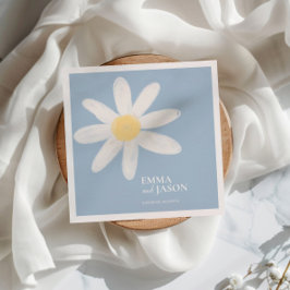 Guardanapo De Papel Dusty Blue Boho Daisy Floral Napkins