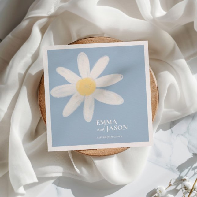 Guardanapo De Papel Dusty Blue Boho Daisy Floral Napkins (Criador carregado)