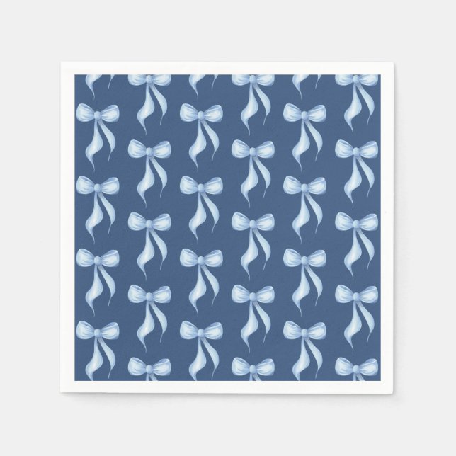 Guardanapo De Papel Dusty Blue Bow Pattern Bridal Shower (Frente)