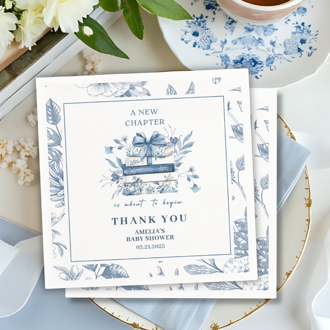 Guardanapo De Papel Dusty Blue Chinoiserie New chapter Baby Shower (Criador carregado)