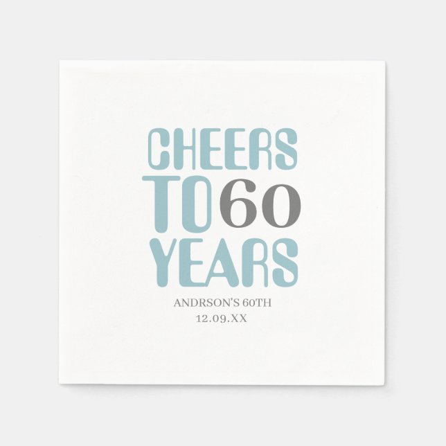 Guardanapo De Papel Dusty Blue Cinza Chee Milestone Birthday (Frente)