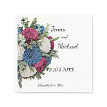 Dusty Blue e Burgundy Floral Napkin