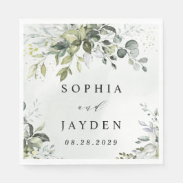 Guardanapo De Papel Dusty Blue Eucalyptus Greenery Casamento Suculento