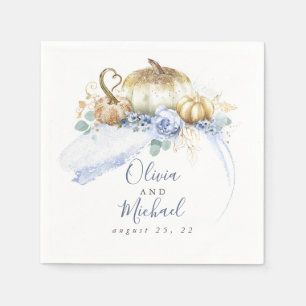 Guardanapo De Papel Dusty Blue Floral Pumpkins Fall Party