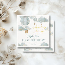 Dusty Blue Hot Air Balloon Tema Birthday Boy