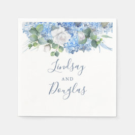 Guardanapo De Papel Dusty Blue Hydrangea Floral Greenery Elegante