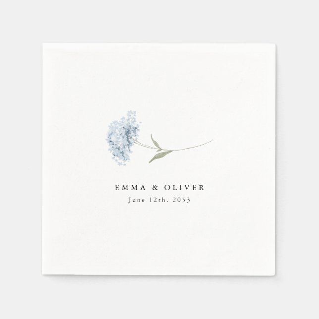 Guardanapo De Papel Dusty Blue Hydrangea Personalized Wedding Napkins (Frente)