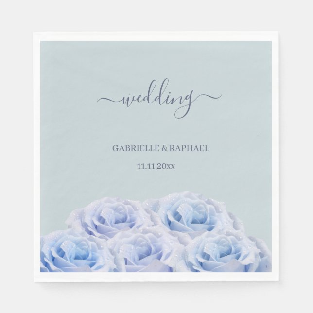 Guardanapo De Papel Dusty Blue Lilac Rosas Sage Casamento Elegante Ver (Frente)