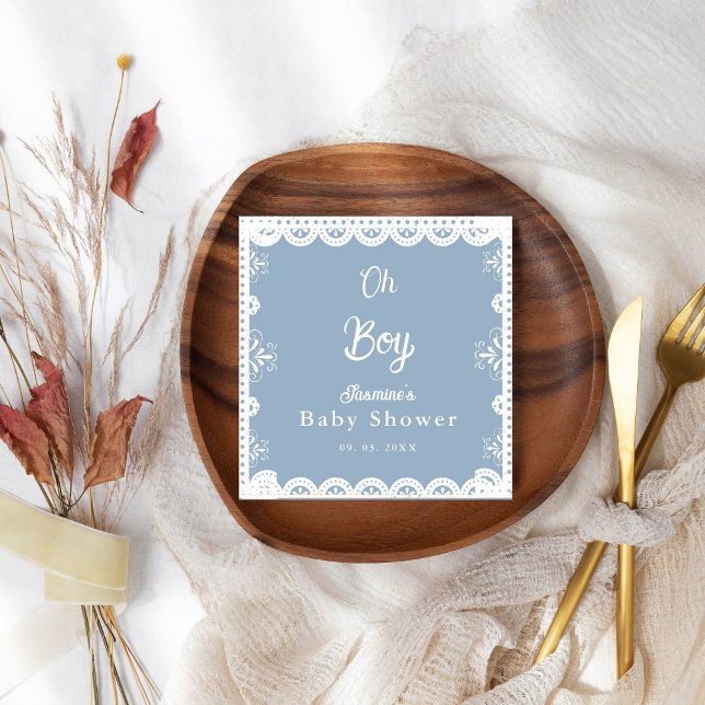 Guardanapo De Papel Dusty Blue mexicano chá de fraldas papel picado (Criador carregado)