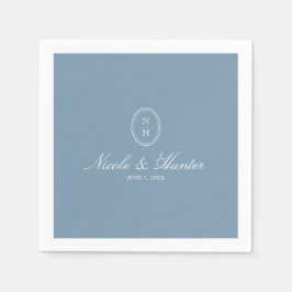 Guardanapo De Papel Dusty Blue  Monogram Wedding Crest