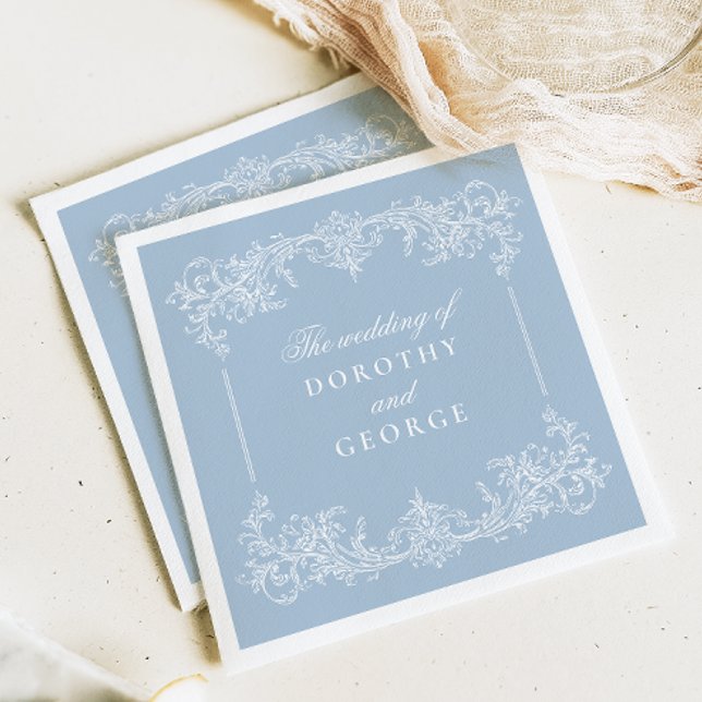 Guardanapo De Papel Dusty Blue Ornamentado Wedding (Criador carregado)