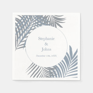 Guardanapo De Papel Dusty Blue Palm Deixa Arte Elegante Casamento
