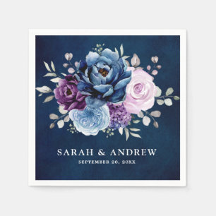 Guardanapo De Papel Dusty Blue Purple Marinho Lilac Blooms Casamento N