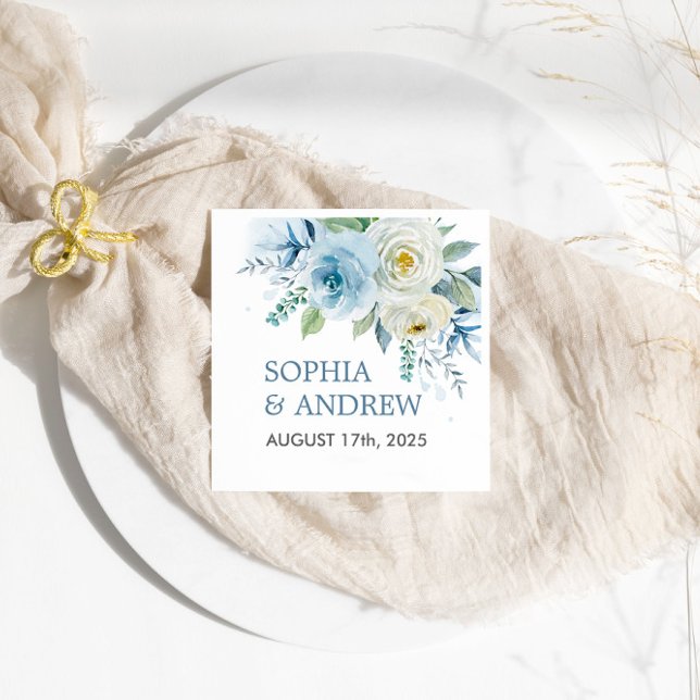 Guardanapo De Papel Dusty Blue Rosa Floral Wedkins (Criador carregado)