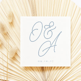 Guardanapo De Papel Dusty Blue | Script Watermark Monograma Wedding