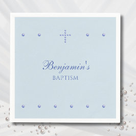 Guardanapo De Papel Dusty Blue Simple Cross Christian Baptism