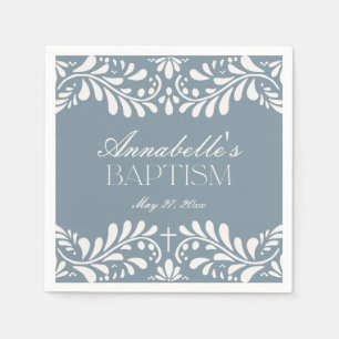 Guardanapo De Papel Dusty Blue Talavera Azulejo Fiesta Boy Baptism