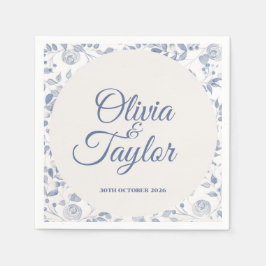 Guardanapo De Papel Dusty Blue Watercolor Floral Wedding