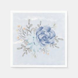 Guardanapo De Papel Dusty Blue Watercolor Peonies Casamento