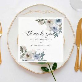 Guardanapo De Papel Dusty Blue Wedding Floral Elegante Rustic