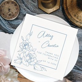 Guardanapo De Papel Dusty Blue & White Botanings Casamentos Napkins
