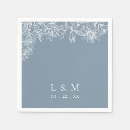 Guardanapo De Papel Dusty Blue White Monogramas Napkins
