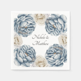 Guardanapo De Papel Dusty Blue & White Peony Weds