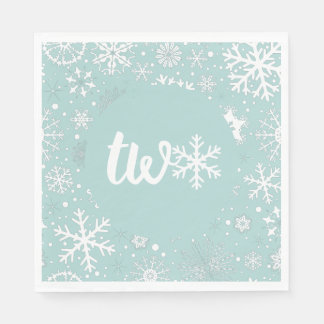 Guardanapo De Papel Dusty Blue Winter Second Birthday Snowflake